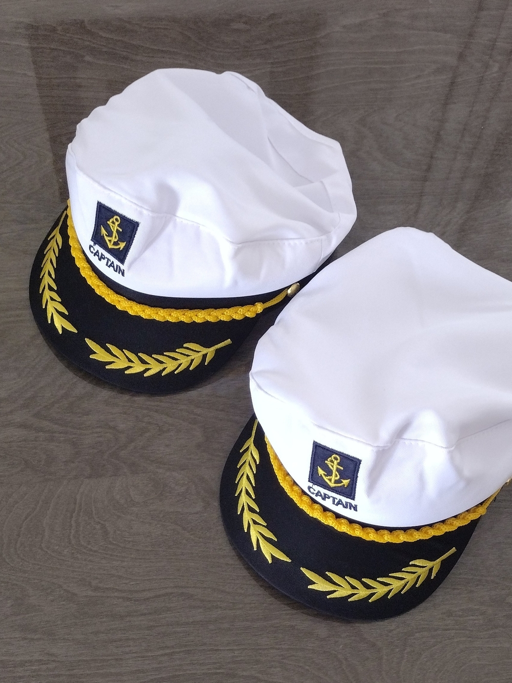 Kids Men Captain Hat - White and Black Nautical Cap Halloween Costumes